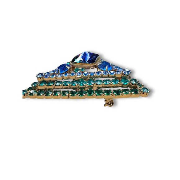 Delizza Elster Juliana Crystal Triangle Brooch 2.25" Vintage - Picture 10 of 10